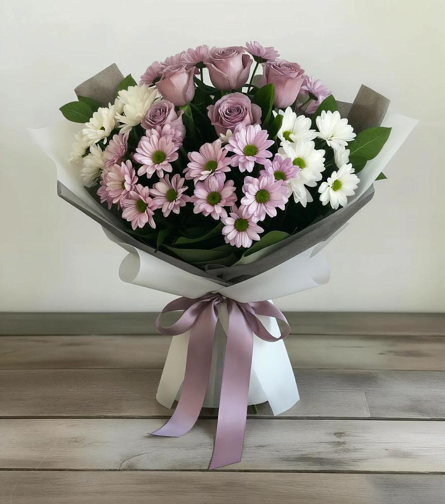 Букет цветов из: Хризантемы и Розы в Котласе