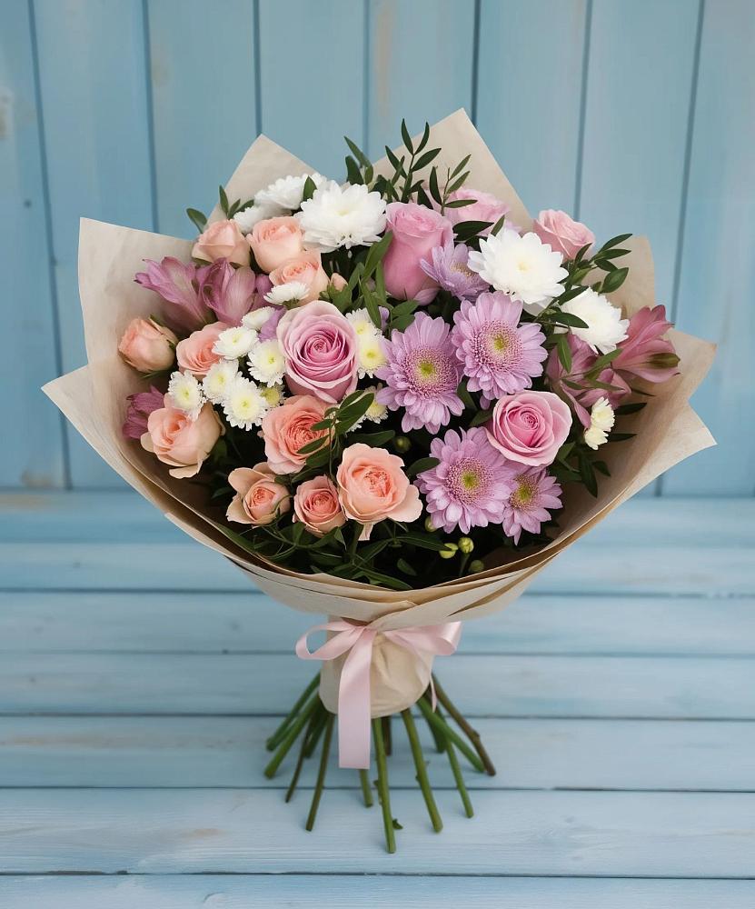 Букет цветов из: Хризантемы, Розы и Альстромерии в Котласе