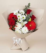 Букет цветов из:  Розы, Хризантемы, Герберы и Лилии в Котласе