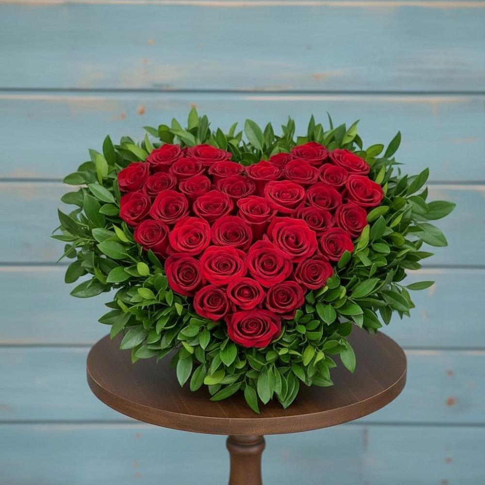 Цветочная композиция из Розы в виде сердца в Котласе