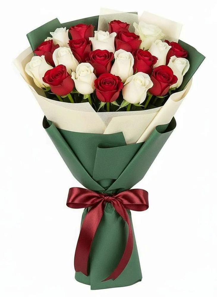 Букет Микс из красных и белых роз в Котласе