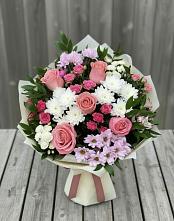 Букет цветов из:  Альстромерии, Гвоздики, Розы и Хризантемы в Котласе