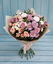 Букет цветов из:  Хризантемы, Розы и Альстромерии в Котласе